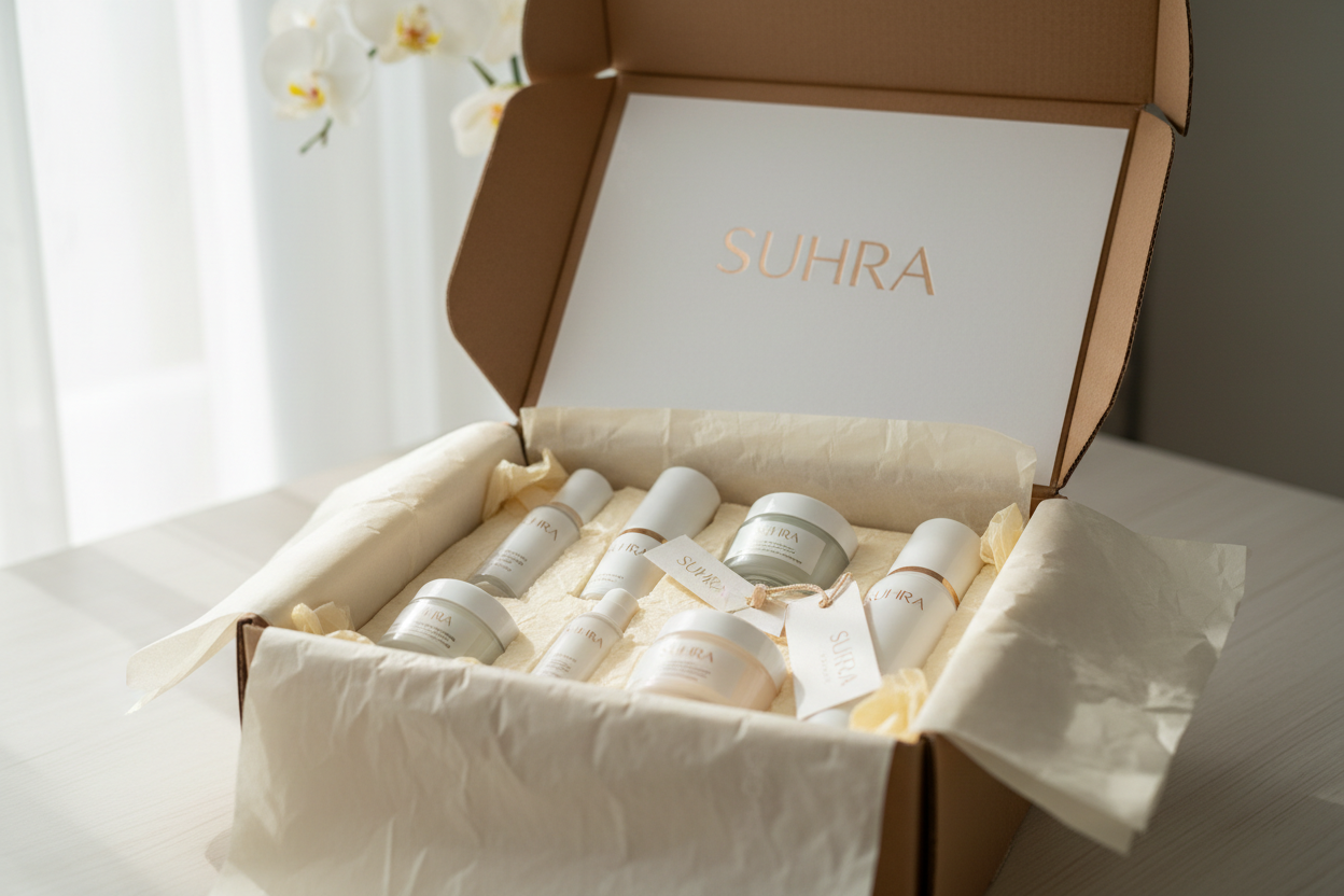 skincare products delivered in a box name suhra